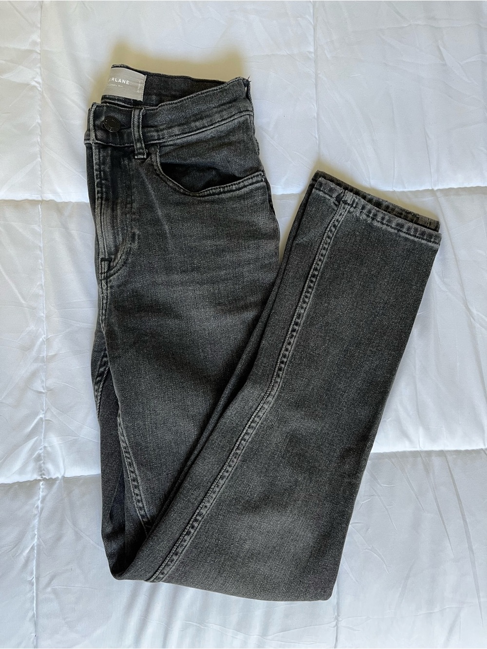 Women’s Everlane Charcoal Grey High-Waisted Cheeky Slim Straight Jeans (24)
